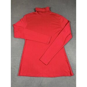 NY Threads Turtleneck Top Womens Medium Red Long Sleeve Solid